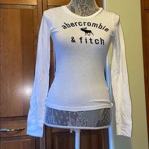 White and navy blue kids Abercrombie shirt